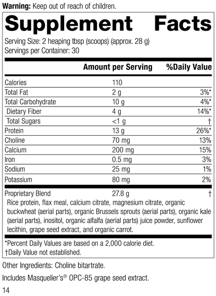 SP Complete® Dairy Free, Rev 14 Supplement Facts